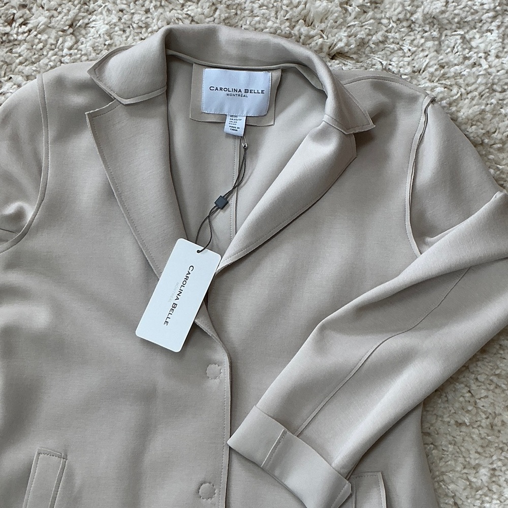 Carolina Belle Light Cream Tailored Trench Coat - Picture 8 of 14